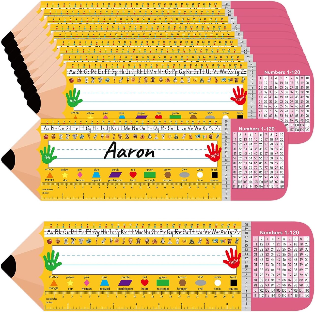 36 pcs Pencil Desk Name Tags Plates for Classroom (Yellow) 13.8 x 3.9 inches
